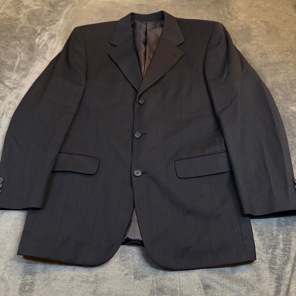 Joseph & Feiss International Blazer Mens 38 Regular Gray Wool Pinstripe 3 Button